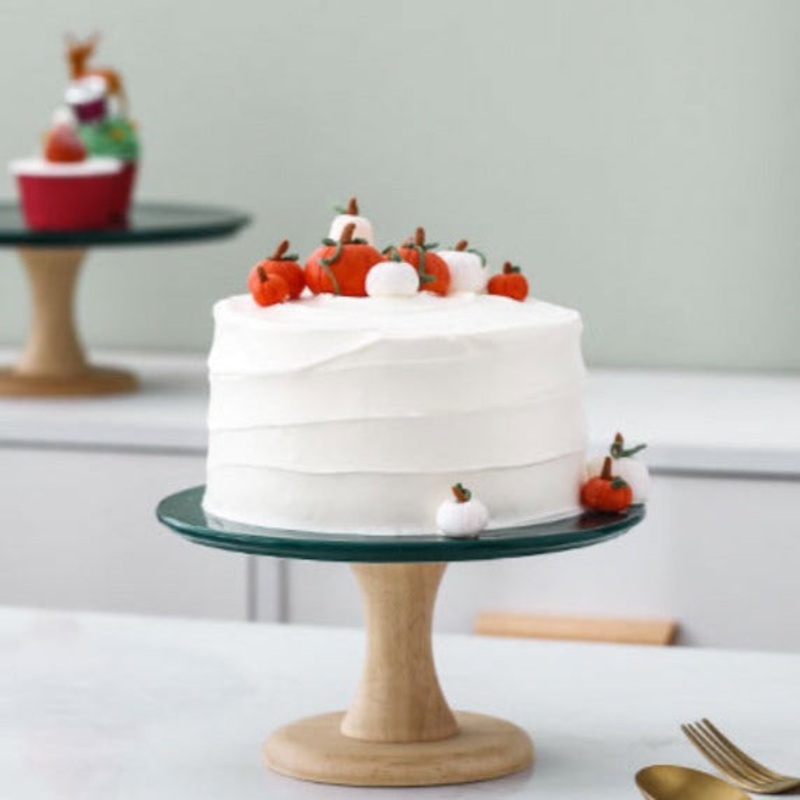 Green Cake Stand With Cloche Cover 9.5 Inch