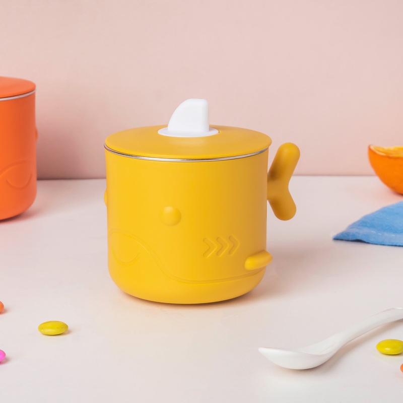 Keep Warm Stainless Steel Feeding Cup Yellow 200 ml