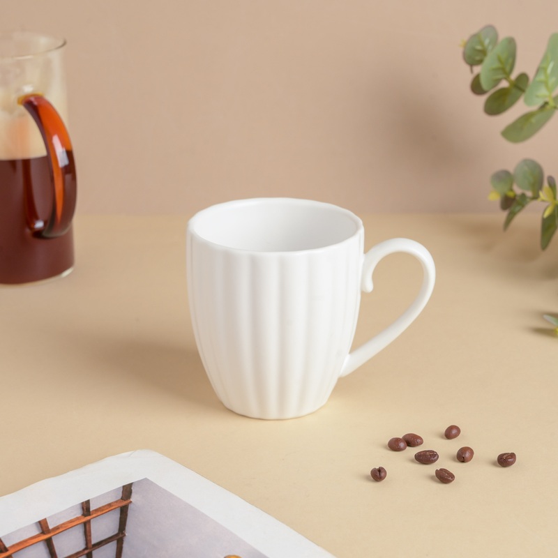 Luxe Ribbed White Coffee Mug 250 ml
