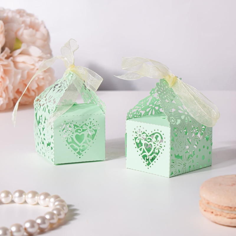 Mint Green Square Paper Gift Box Set of 20