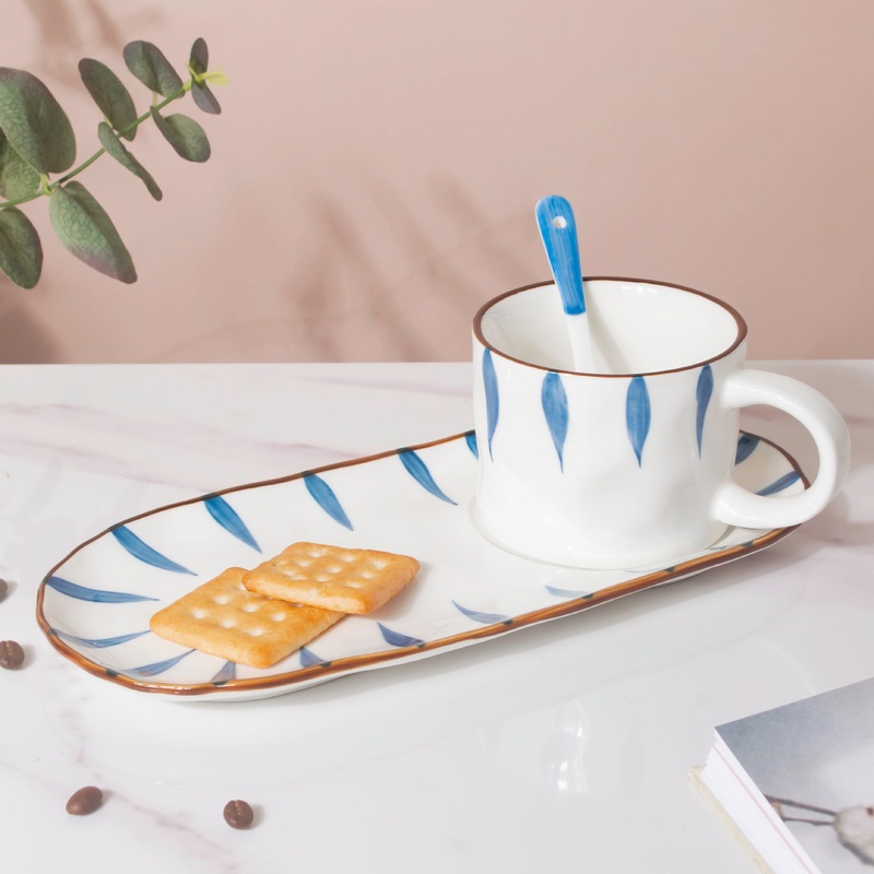 Nitori Teardrop Cup And Tray Set With Spoon