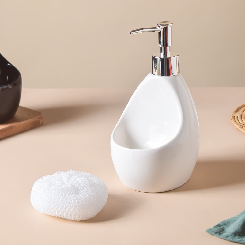 Noelle White Dispenser With Scrubber 450ml
