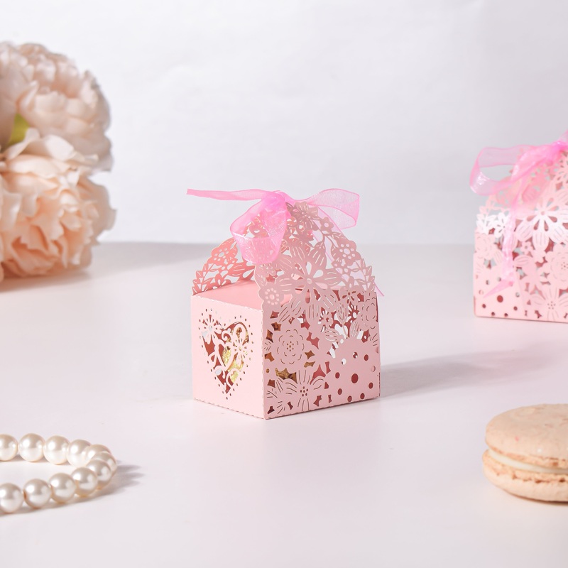 Pink Square Paper Gift Box Set of 20