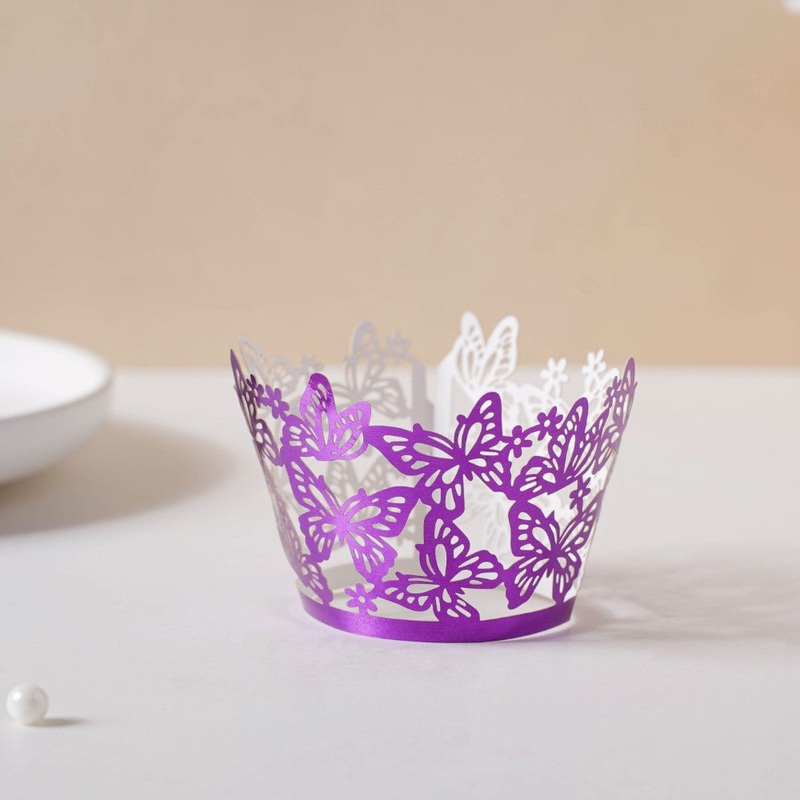 Purple Butterfly Lace Cupcake Wrapper Set Of 20