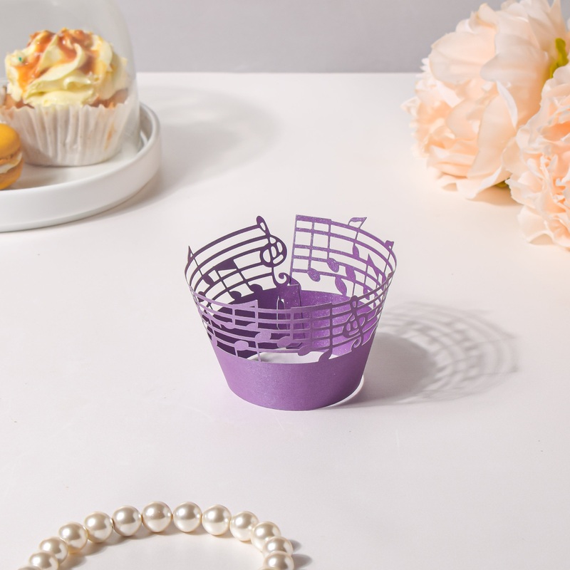 Purple Musical Notes Lace Cupcake Wrapper Set of 20