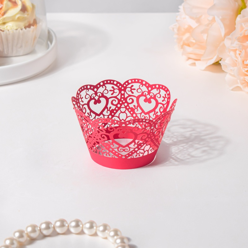 Red Heart Lace Cupcake Wrapper Set Of 20