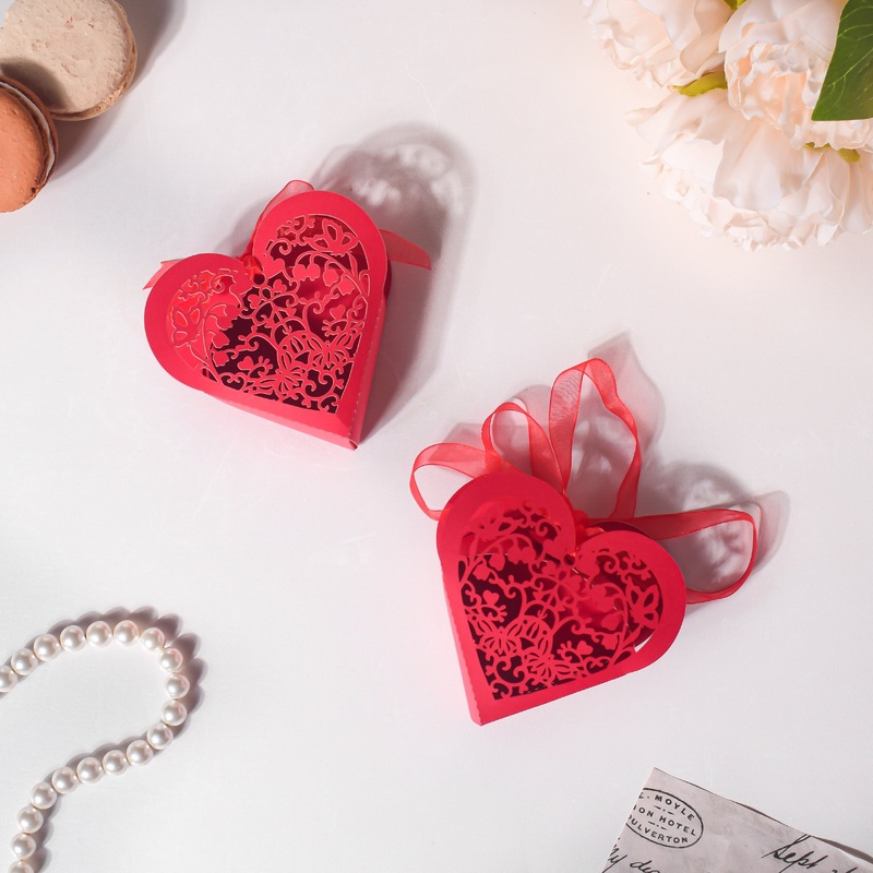 Red Heart Paper Gift Box Set of 20