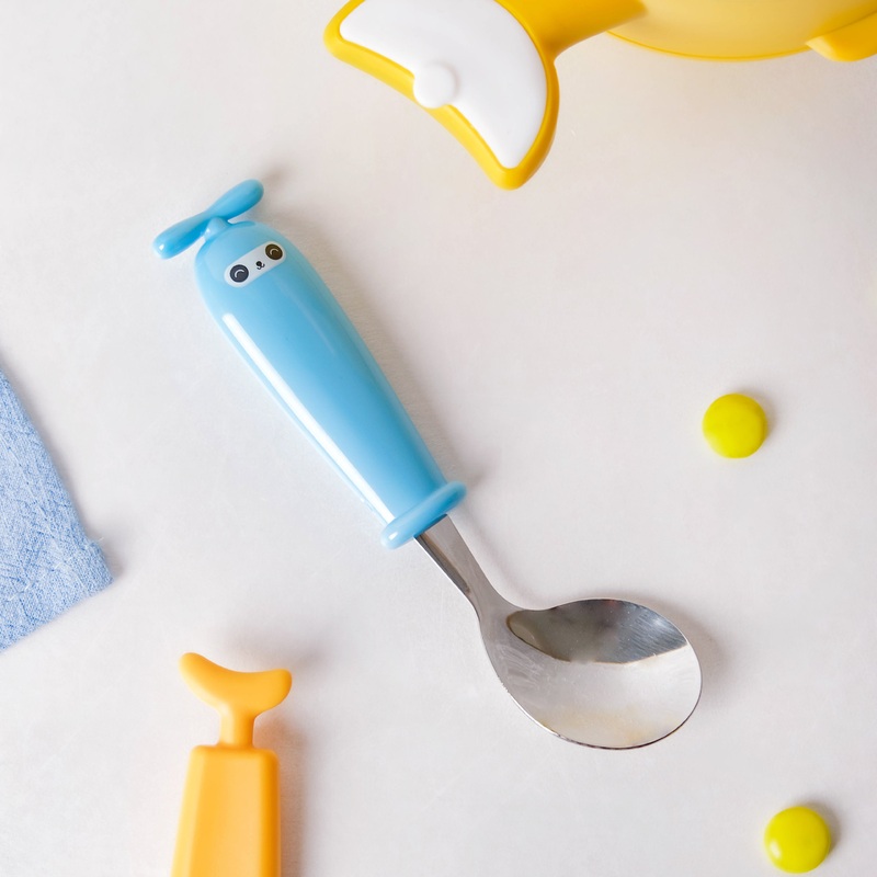Stainless Steel Kids Feeding Spoon Blue