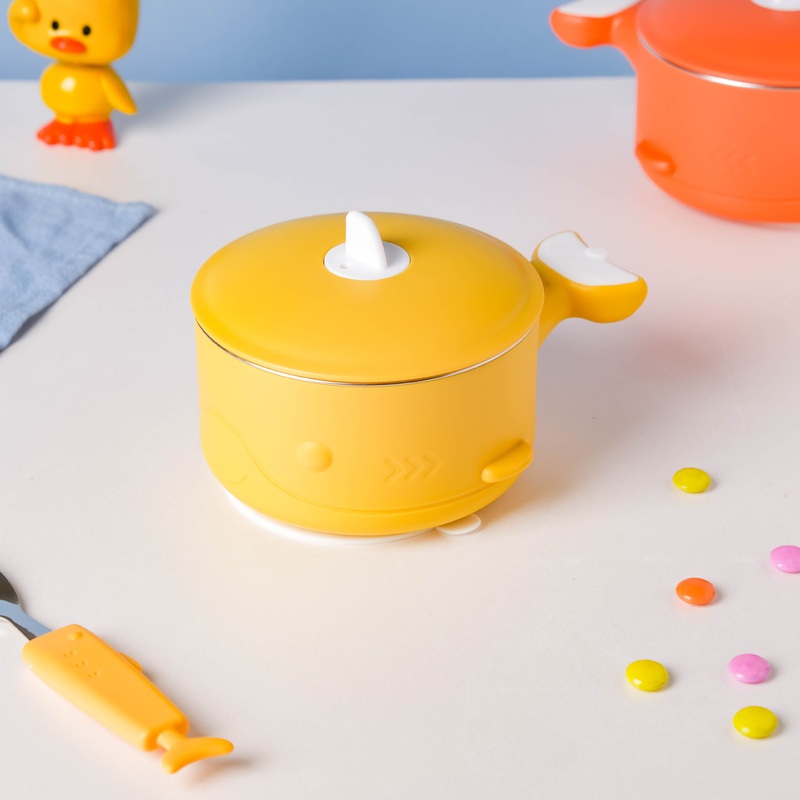 Stay Warm Steel Bowl With Suction Base Yellow 350 ml