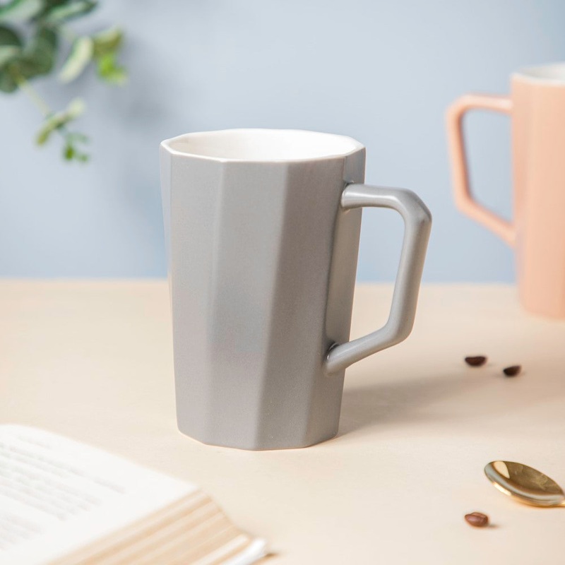 Stone Grey Ribbed Cup 350 ml