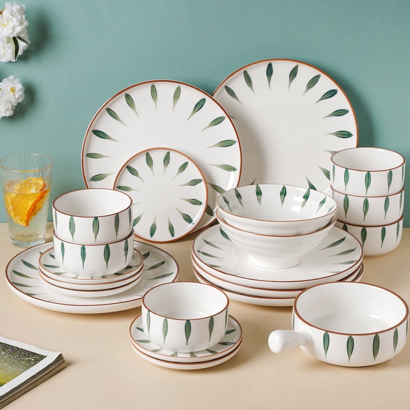 Teardrop Green 21 Piece Dinner Set For 6