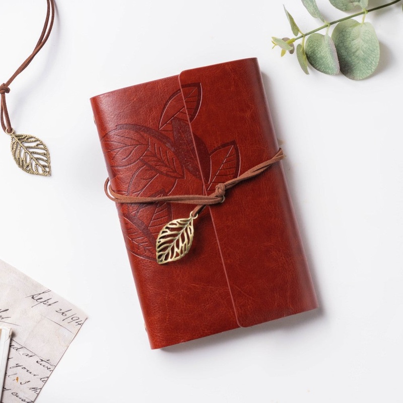 Wanderlust Leather Journal With Leaf Tassel 75 Pages