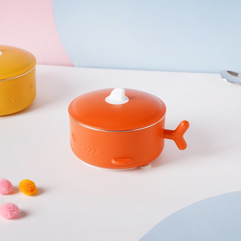 Whale Double Walled Anti-Slip Feeding Bowl Orange 400 ml
