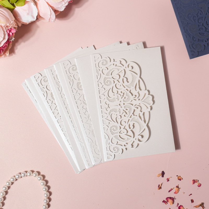 White Filigree Paper Envelope Set Of 10