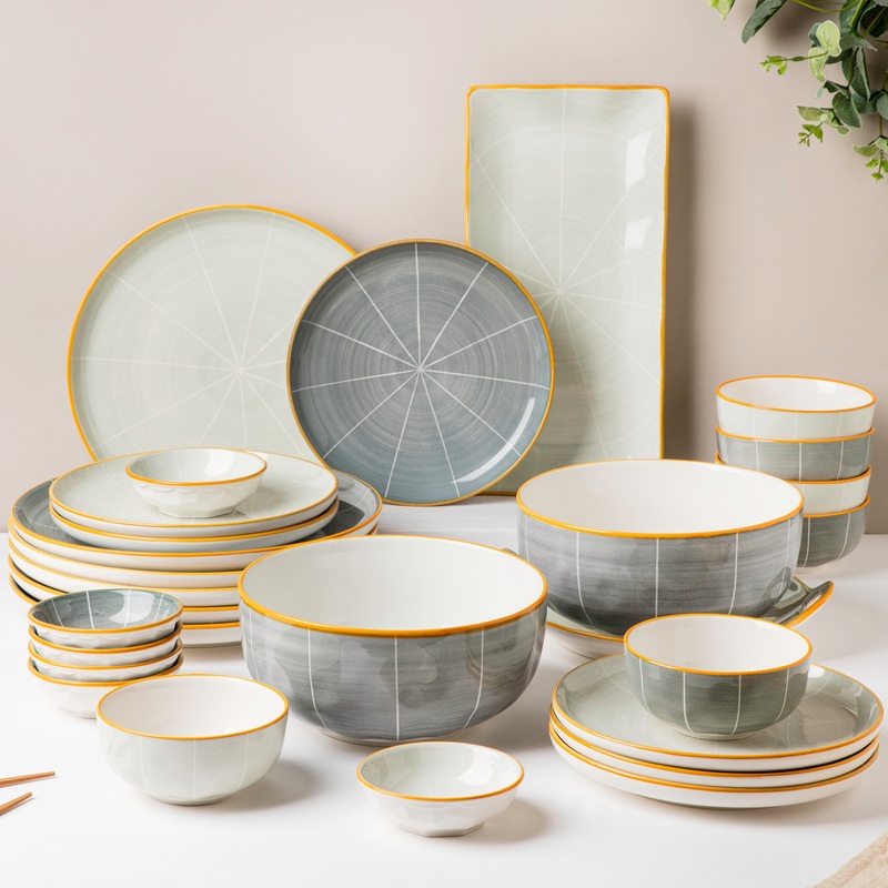 Willow Grey 28 Piece Dinner Set For 6