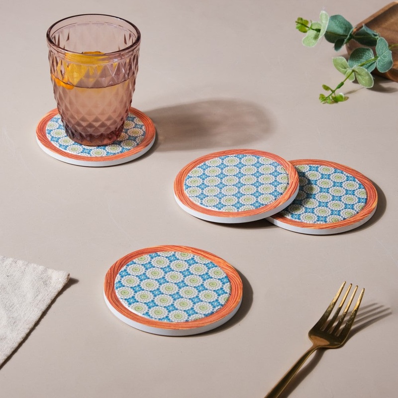 Ceramic Coaster With Cork Base Set of 4