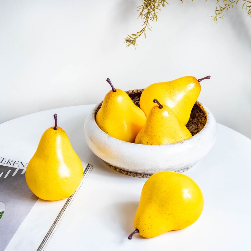 Decorative Pears Set Of 5 Yellow