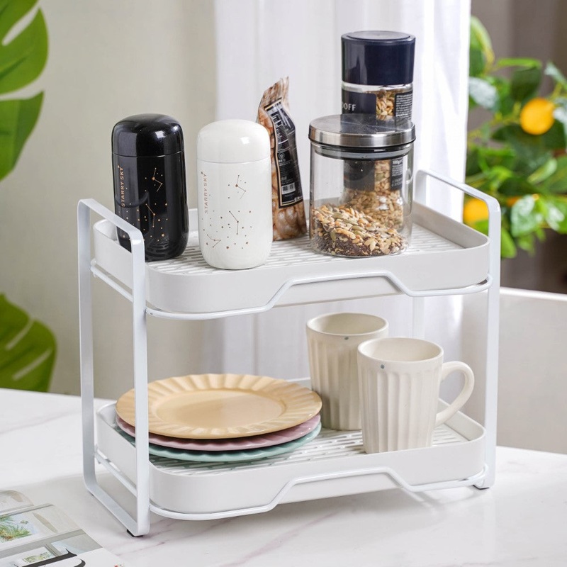 Double Decker Metal Organiser Rack White