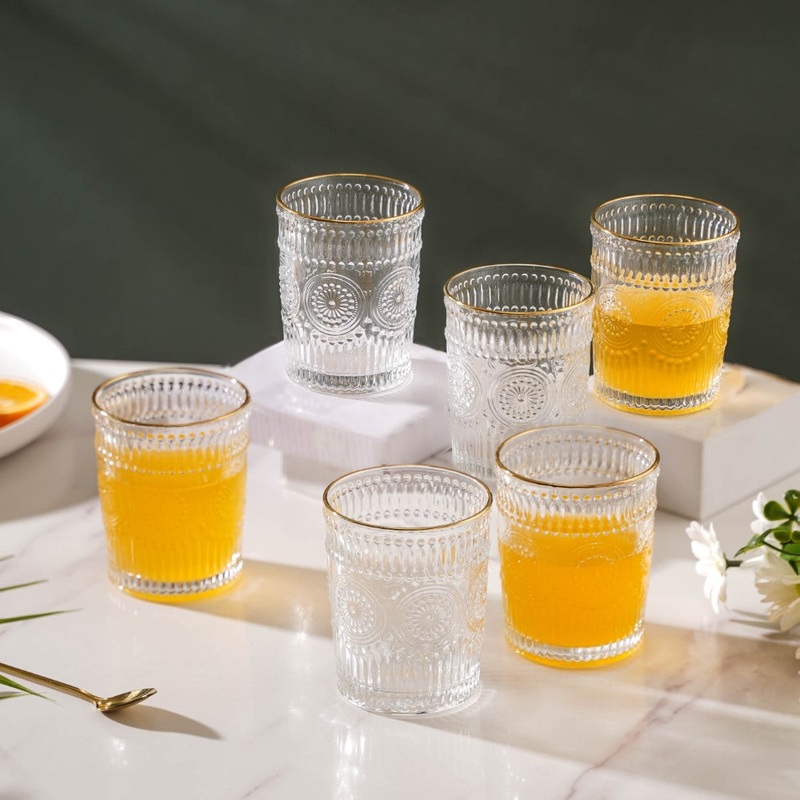 Embossed Small Drinkware Glass Set of 6 250 ml