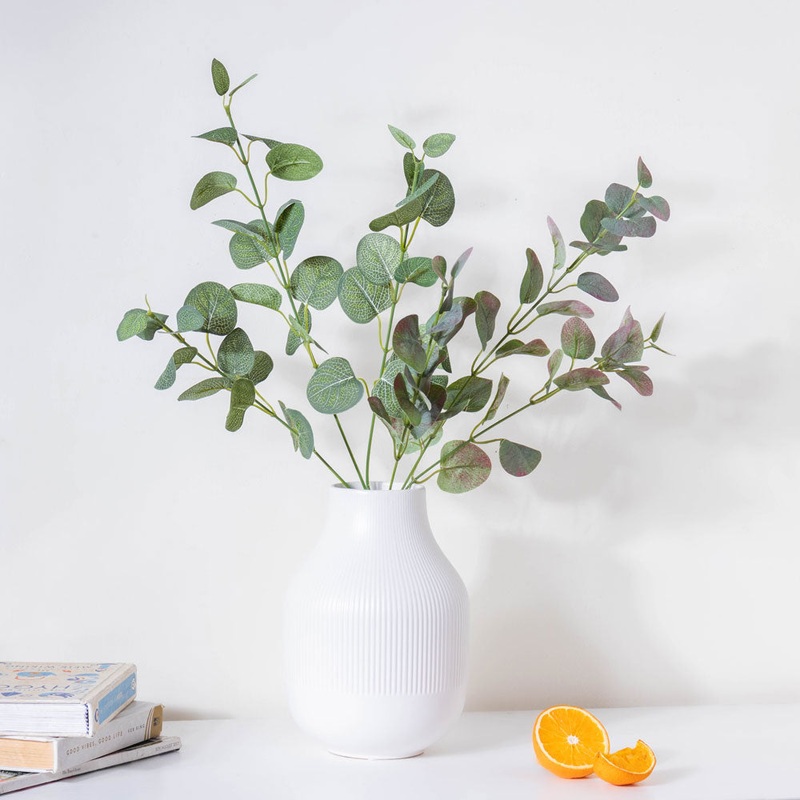 Faux Eucalyptus Purple Tinted Green Leaves