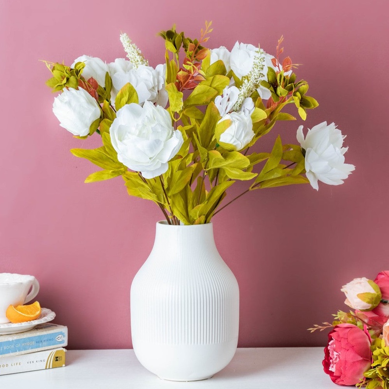 Faux Rose Bouquet White
