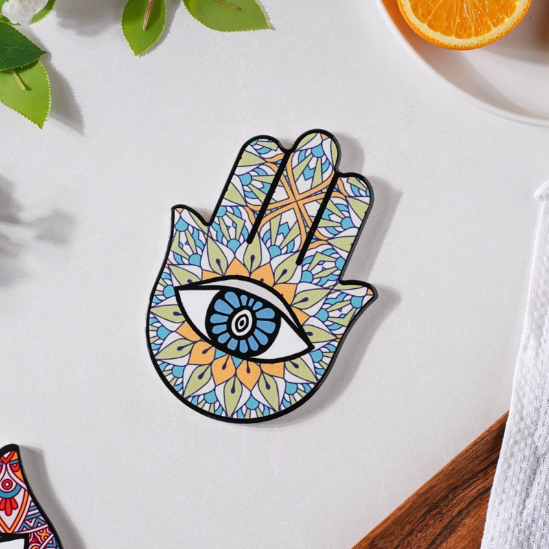 Green Healing Hamsa Hand Coaster