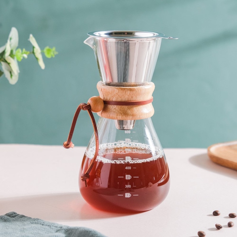 Manual Drip Coffee Filter With Glass Carafe Large 600ml