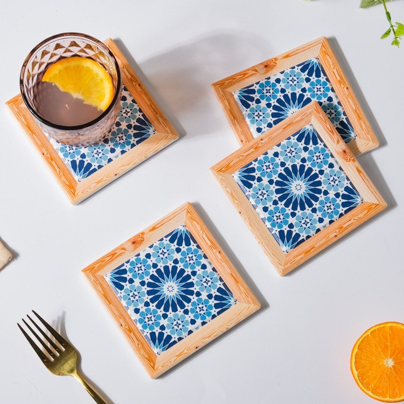Moroccan Square Art Ceramic Coaster Set Of 4