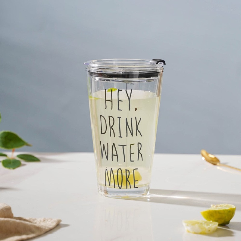 Motivational Text Glass Tumbler With Silicone Lid 400 ml