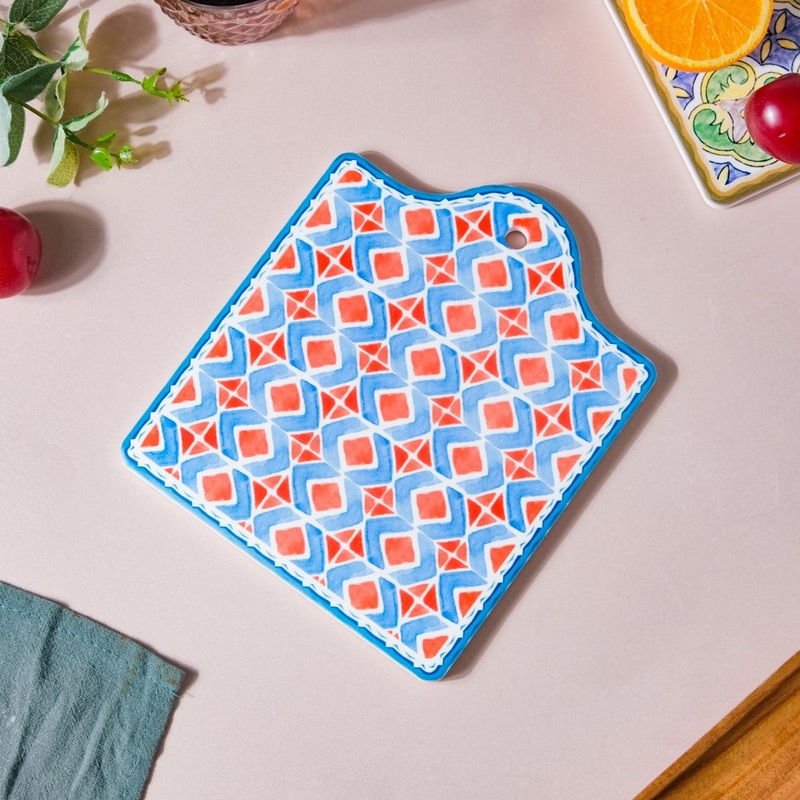 Pastel Hand Painted Pattern Ceramic Platter 7 Inch