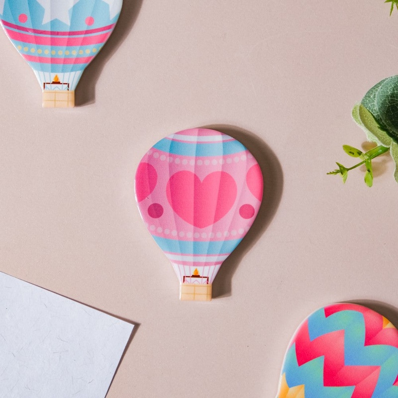 Pink Heart Hot Air Balloon Fridge Magnet