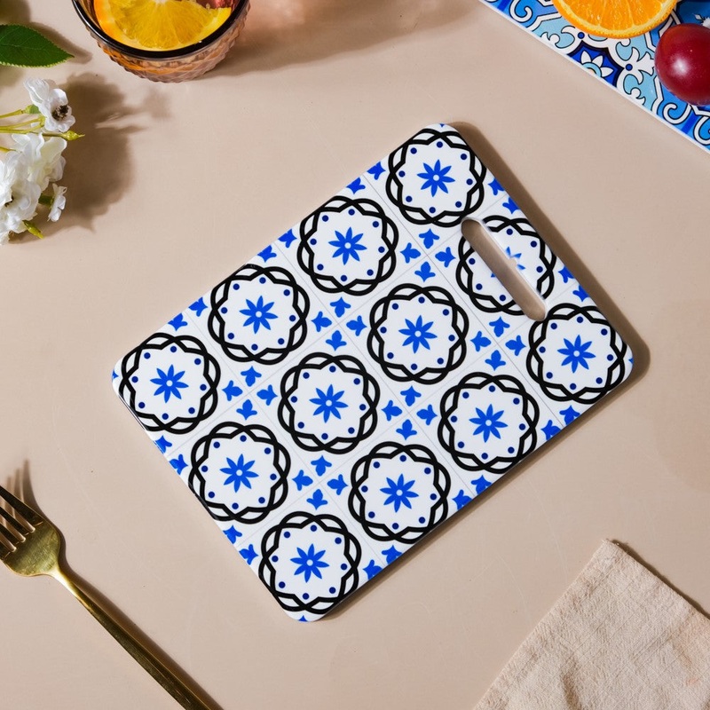 Rectangle Tile Art Trivet Blue And Grey 7 Inch