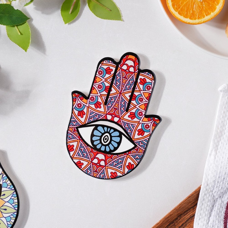 Red Healing Hamsa Hand Coaster