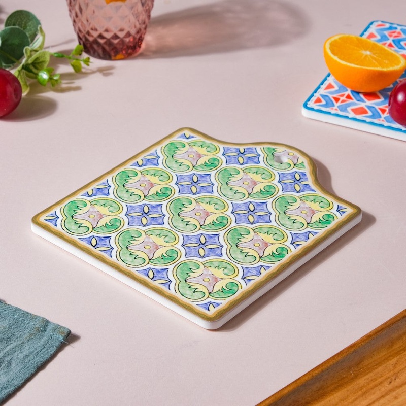 Spanish Hand Painted Pattern Ceramic Platter 7 Inch