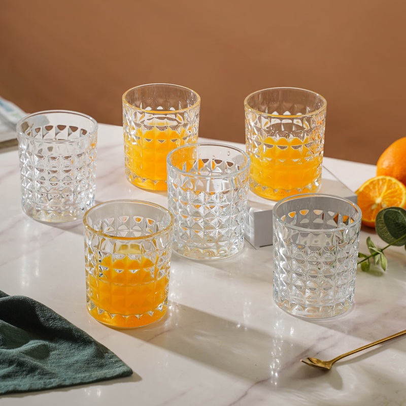 Starcut Textured Small Drinkware Glass Set Of 6 250 ml