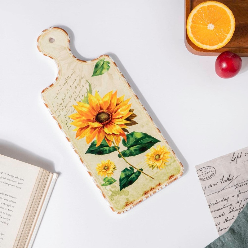 Sunflower Ceramic Trivet With Handle 11 Inch