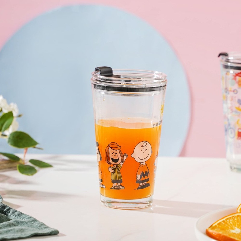 Sunshine Glass Tumbler Large With Lid 350 ml