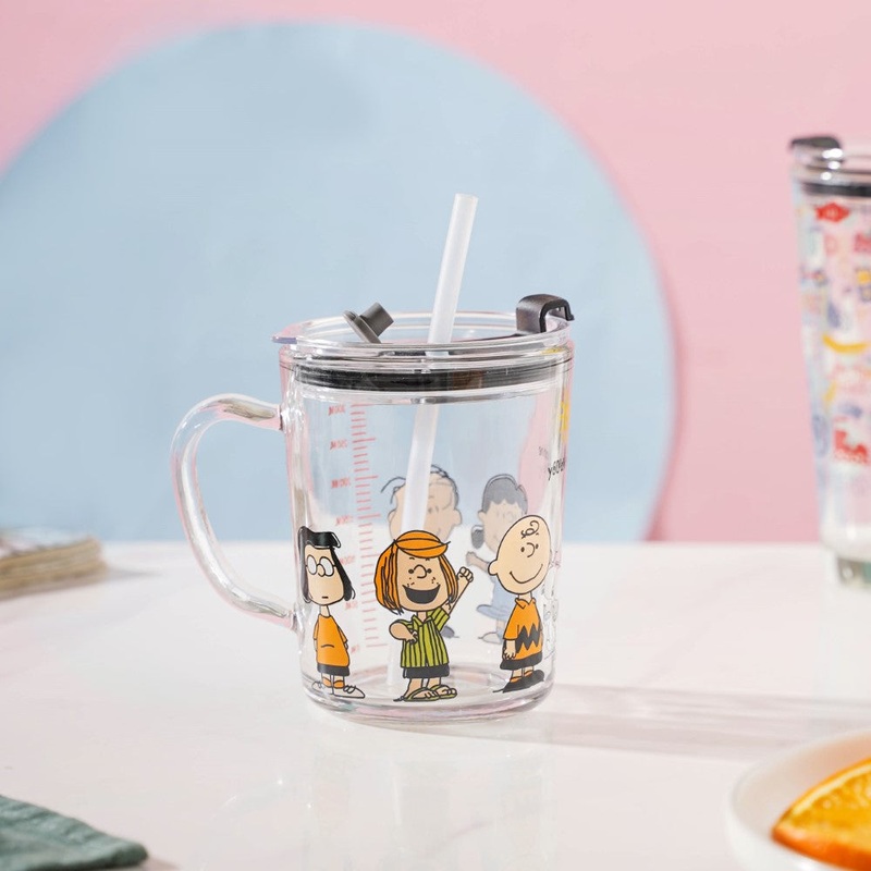Sunshine Glass Tumbler Small With Lid And Straw 350 ml