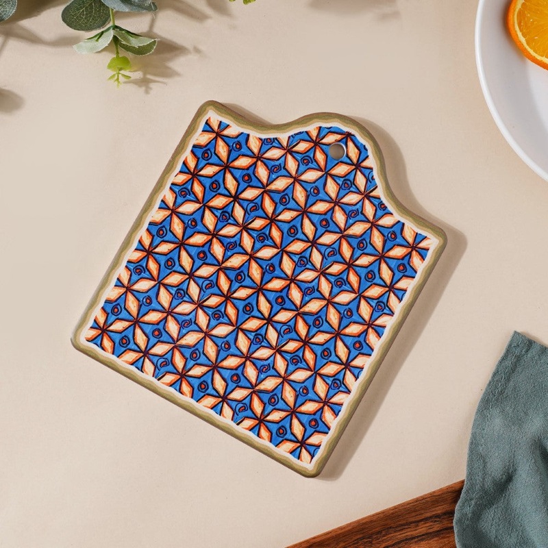Tile Patterned Ceramic Platter 7 Inch