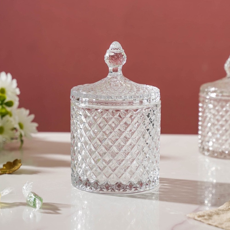 Transparent Crystal Glass Large Candy Jar 600 ml