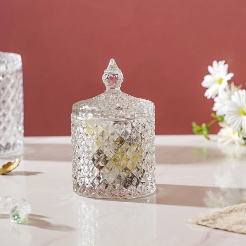 Transparent Crystal Glass Small Candy Jar 250 ml