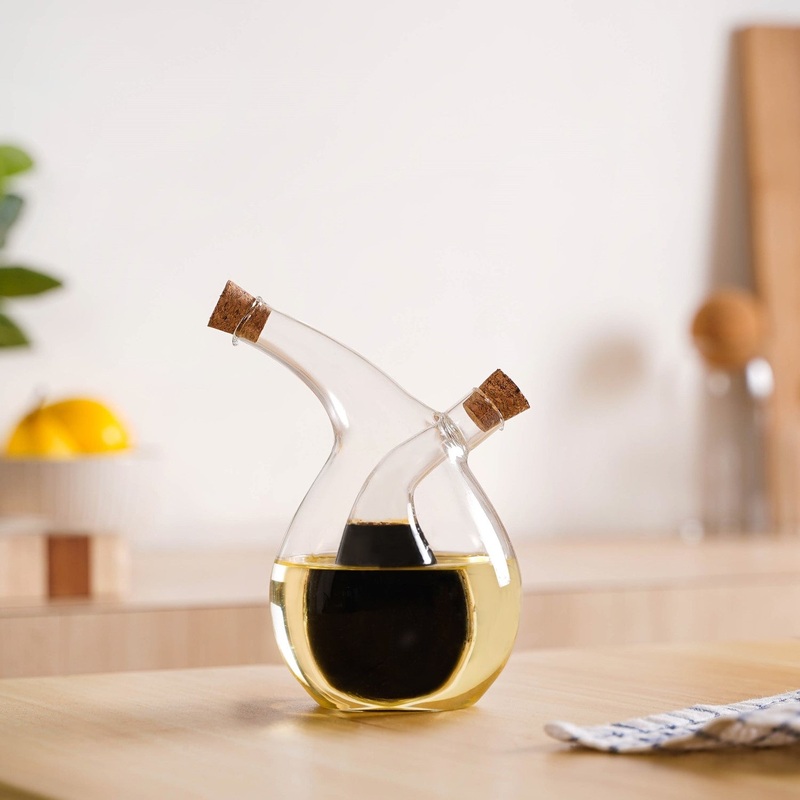Dual Drop Design Glass Cruet Dispenser For Infused Oils