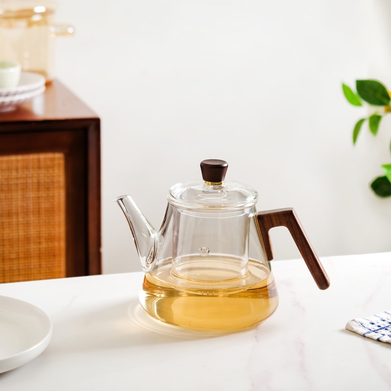 Fusion Wooden Handle Glass Teapot With Infuser 1000ml