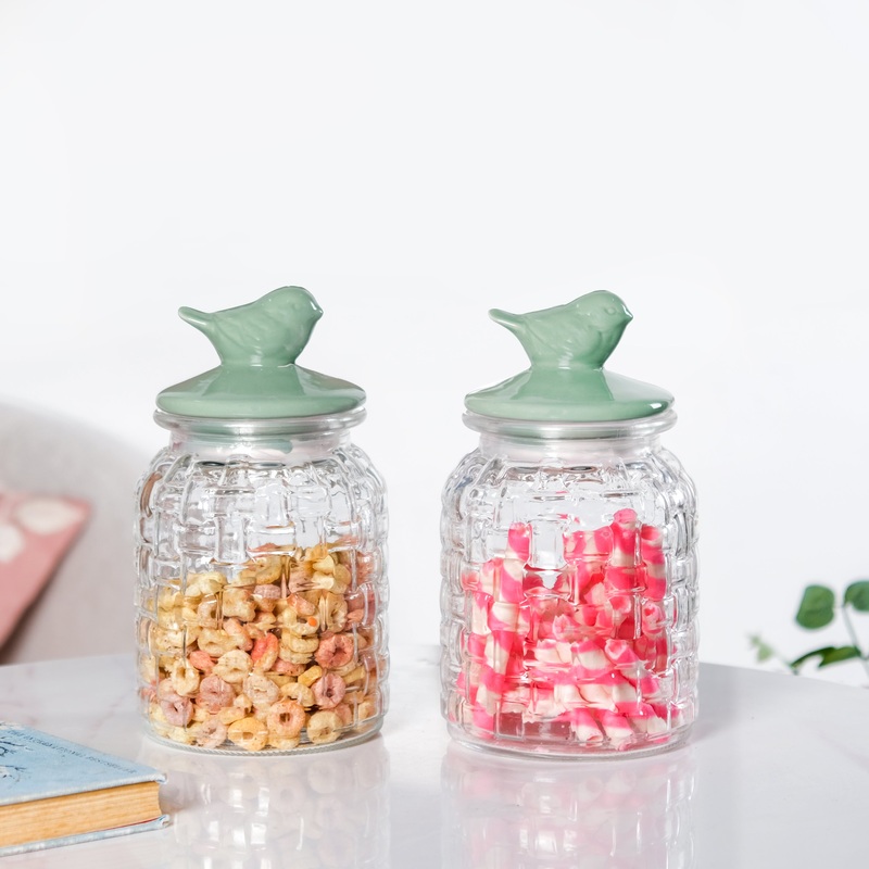 Glass Jar With Ceramic Airtight Lid Set Of 2 1000ml