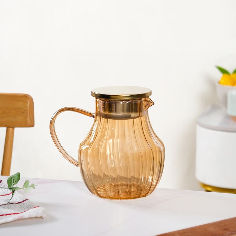 Premium Fluted Amber Borosilicate Glass Jug 1550ml