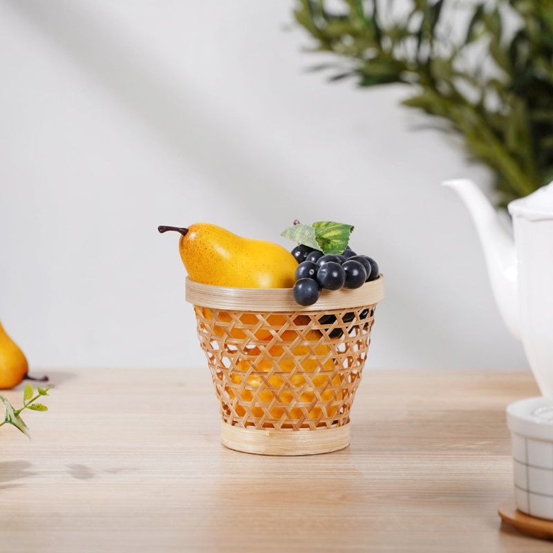 Round Patterned Bamboo Utility Basket