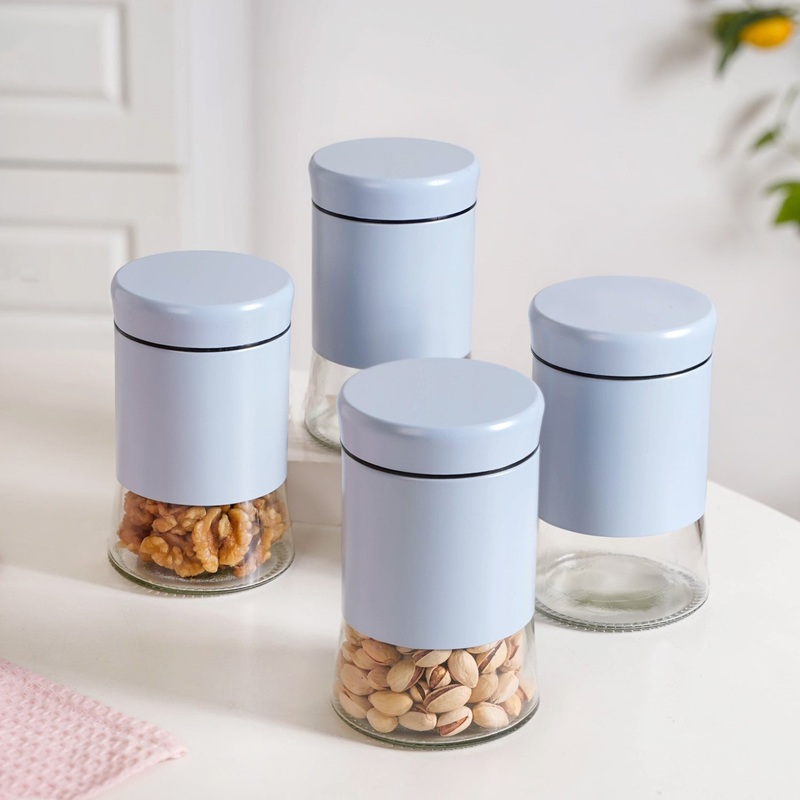 Winnie Blue Kitchen Jars With See Through Window Set Of 4 800ml