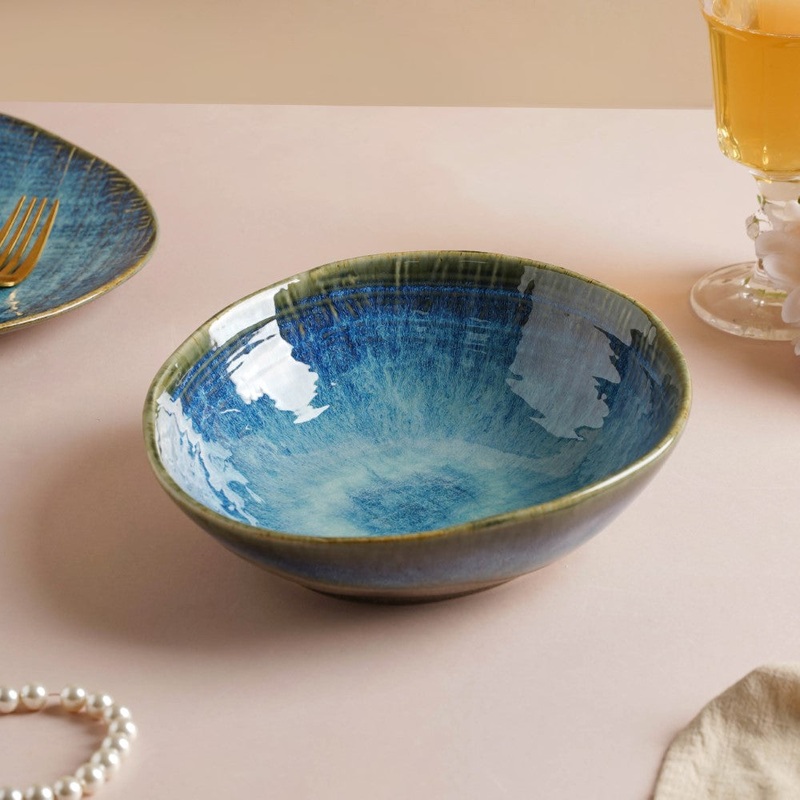Boracay Organic Shaped Serving Bowl Blue 550 ml