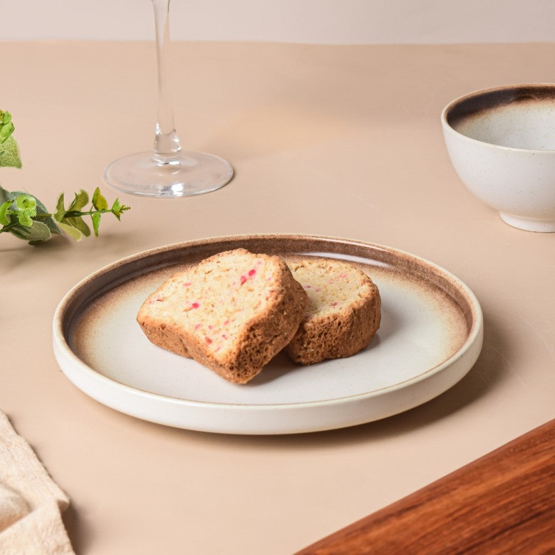 Cavern Clay Ceramic Snack Plate White Brown 8 Inch