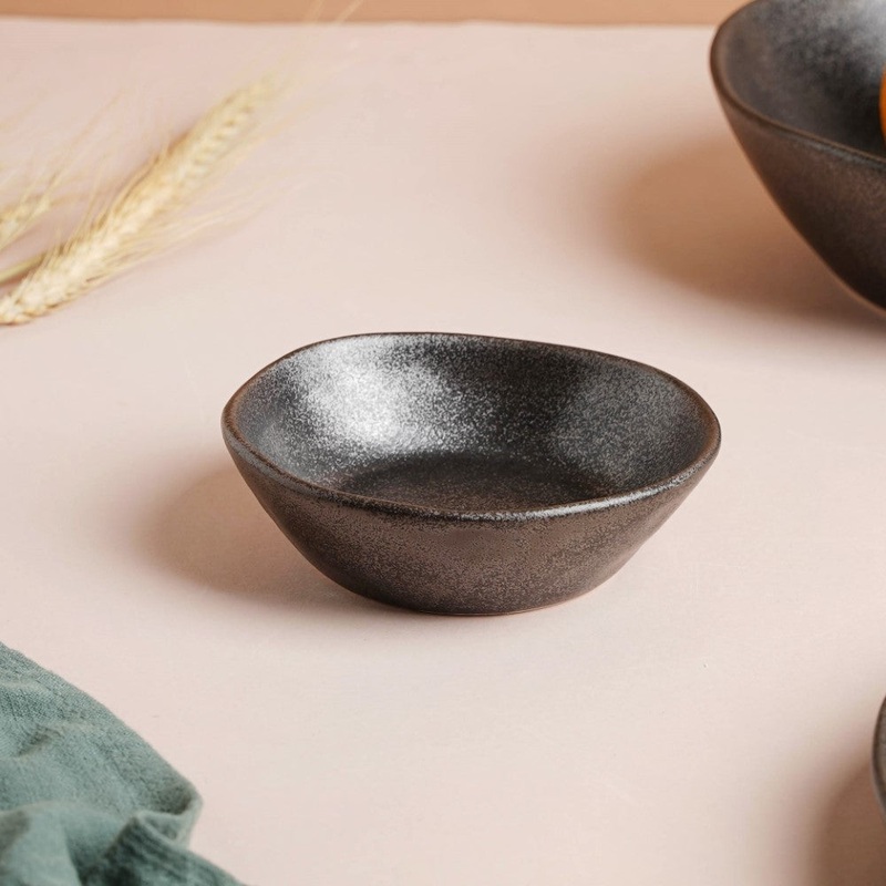 Earthen Stoneware Snack Bowl Matte Black 100 ml